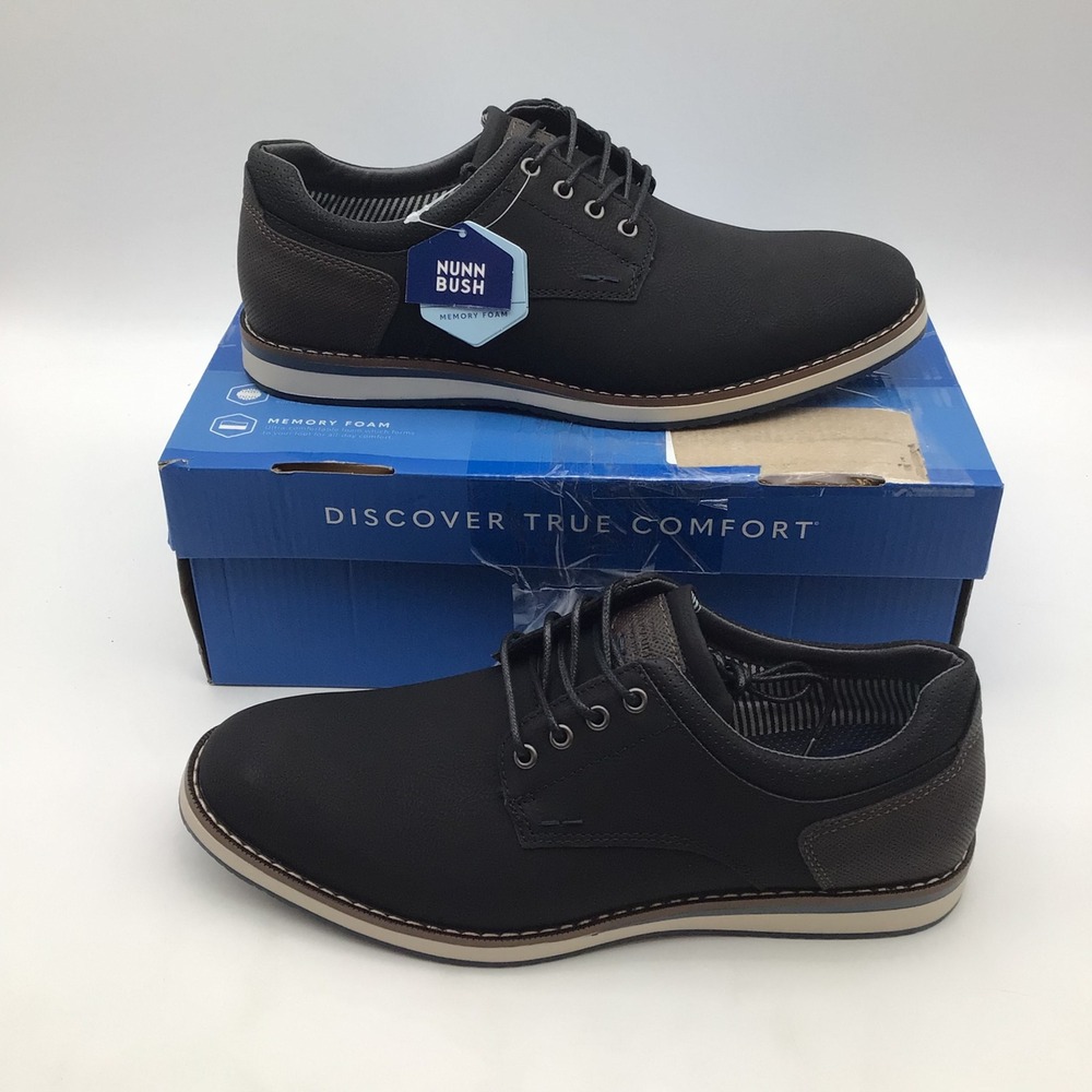 Nunn‎ Bush Hyde II Plain Toe Oxford Black Mens Comfort Gel Shoes Size 8.5 M NEW